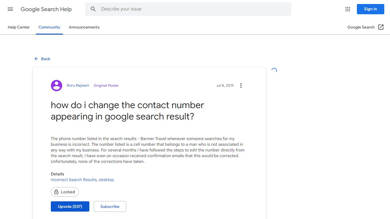 how do i change the contact number appearing in google search result ...